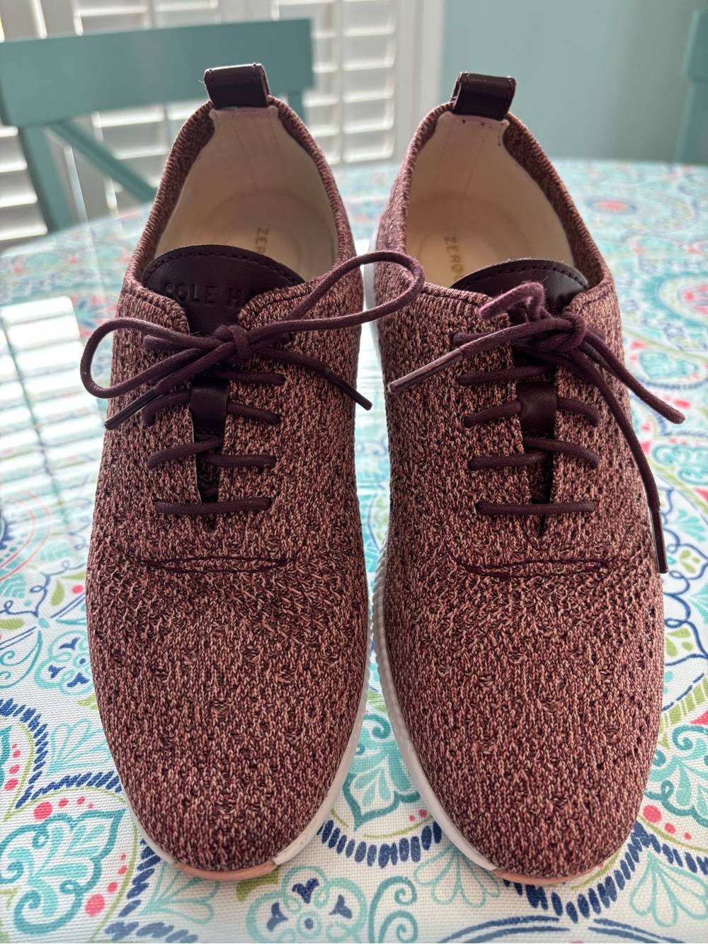 Cole Haan ZeroGrand Maroon Knit Lace-Up Sneakers 7